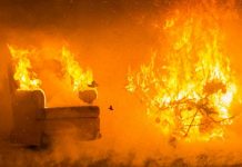 Staged Christmas tree fire to promote holiday safety Staged Christmas tree fire to promote holiday safety