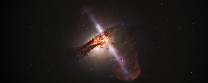 Supermassive black hole emits a ferocious "double burp"