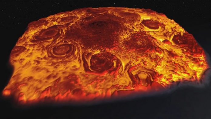 Watch: Flyover of Jupiter’s north pole in infrared
