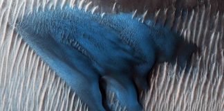 Picture: NASA image shows a blue dune on Mars Picture: NASA image shows a blue dune on Mars