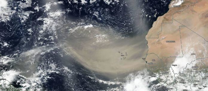 Saharan dust plume over the Atlantic seen from space