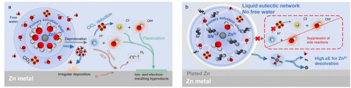 Hydrated eutectic electrolytes help improve performance of aqueous zn batteries