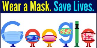 Wear a Mask. Save Lives: Coronavirus prevention Google Doodle Wear a Mask. Save Lives: Coronavirus prevention Google Doodle
