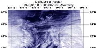NASA imagery reveals Kujira transitioning into an extratropical cyclone