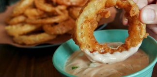 Delight your party guests with gluten-free beer battered onion rings Delight your party guests with gluten-free beer battered onion rings